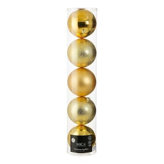4A Kunststoff-Weihnachtskugeln | Farbe: Gold | Weihnachtsdekoration | Durchmesser 20 centimeter | Pro 5 Weihnachtskugeln