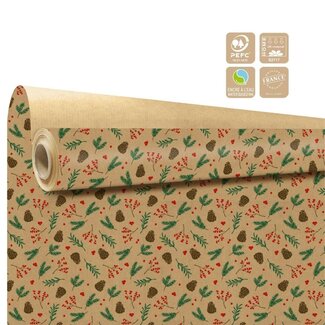 4A Papier en rouleau “Sagesse” Clayrton | Couleur : Marron | Décoration de Noël | Largeur 80 centimètres | Longueur 40 mètres | Par rouleau