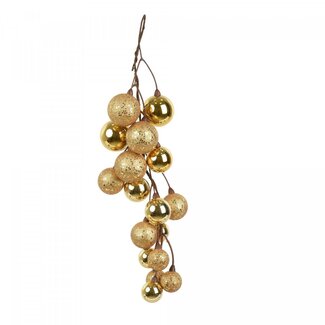 4A Suspension boule de Noël en plastique | Couleur : Or | Décoration de Noël | Longueur 45 centimeter | Par suspension