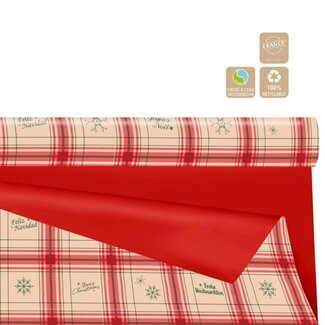 4A Papier en rouleau Duo Mat “Glasgow” Clayrton | Couleur : Rouge | Décoration de Noël | Largeur 80 centimeter | Longueur 25 meter | Par rouleau