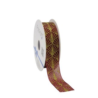 4A Ruban "Sprinkles" | Couleur : Bordeaux | Décoration de Noël | Largeur 25 millimeter | Longueur 20 meter | Par rouleau
