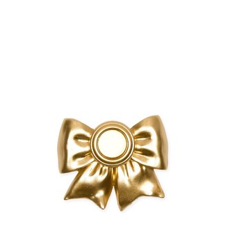 4A Bougeoir en forme de nœud | Couleur : Doré | Décoration de Noël | Diamètre 2.2 centimètre | Largeur 6 centimètre | Hauteur 7 centimètre | Par 4 bougeoirs