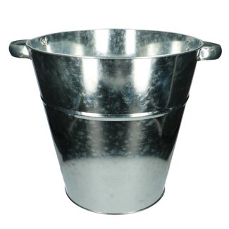 4A Vase Cache-pot en zinc | Couleur : Argent | Diamètre 29 centimètres | Hauteur 28.5 centimètres | Contenance 10 litres | Par 2 vases