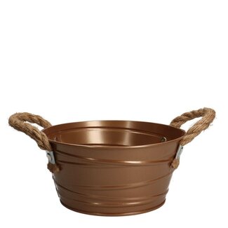 4A Bac en zinc Pot de fleurs Pot pour plantes “Julia” | Couleur : Bronze | Diamètre 18.5 centimètre | Hauteur 9 centimètre | Par 10 bacs