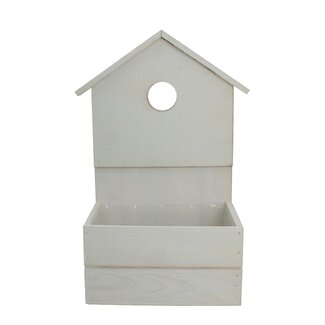 4A Jardinière Pot de fleurs Maison en bois | Couleur : Blanc | Longueur 19 centimètres | Largeur 13 centimètres | Hauteur 10 - 34 centimètres | Par 6 jardinières