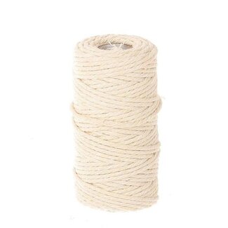 4A Baumwolldraht | Farbe: Naturweiß | Durchmesser 3 Millimeter | Länge 50 Meter | Pro Rolle