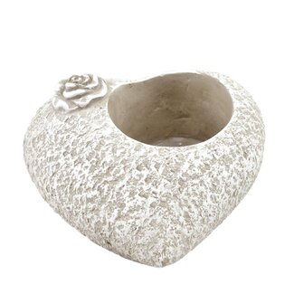 4A Bac à plantes Pot de fleurs Cœur avec rose | Couleur : Gris | Longueur 20 centimeter | Largeur 17 centimeter | Hauteur 9 centimeter | Par 4 bacs à plantes