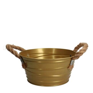 4A Bac en zinc Pot de fleurs Pot pour plantes « Julia » | Couleur : Or | Diamètre 18.5 centimètre | Hauteur 9 centimètre | Par 10 bacs