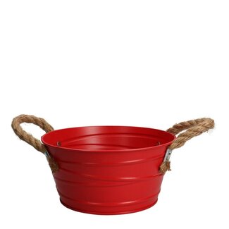 4A Bac en zinc Pot de fleurs Pot pour plantes “Julia” | Couleur: Rouge | Diamètre 18.5 centimètre | Hauteur 9 centimètre | Par 10 bacs