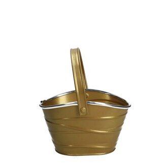 4A Pot de fleurs en zinc Jardinière en forme de sac « Julia » | Couleur : Doré | Longueur 17 centimètres | Largeur 11 centimètres | Hauteur 10 centimètres | Par 10 bacs à fleurs