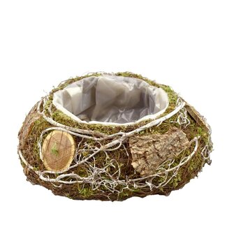 4A Jardinière Cache-pot Naturelle Ronde | Couleur : Brun Vert Naturel | Diamètre 20 centimètres | Hauteur 8 centimètres | Par 2 jardinières