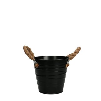 4A Pot de fleurs en zinc Cache-pot “Julia” | Couleur : Noir | Diamètre 13 centimètres | Hauteur 12 centimètres | Par 10 pots de fleurs