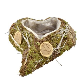 4A Jardinière naturelle Pot de fleurs en forme de cœur | Couleur : Brun Vert naturel | Longueur 26 centimètres | Largeur 35 centimètres | Hauteur 8 centimètres | Par 2 jardinières