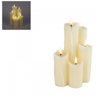 4A Lot de bougies LED | Couleur : Crème | Diamètre 12.5 centimètre | Hauteur 19.5 centimètre | Par lot