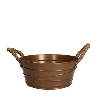 4A Bac en zinc Pot de fleurs Pot pour plantes “Julia” | Couleur : Bronze | Diamètre 22 centimètre | Hauteur 10 centimètre | Par 10 bacs