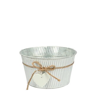 4A Pot de fleurs en zinc Pot de plantes Cœur | Couleur : Blanc naturel | Diamètre 18 centimètres | Hauteur 10 centimètres | Par 10 bacs