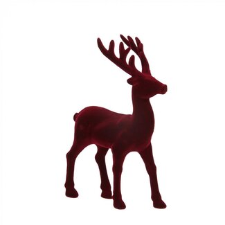 4A Beflocktes Rentier | Farbe: Rot | Weihnachtsdekoration | Länge 13.5 Zentimeter | Höhe 21 Zentimeter | Pro Rentier
