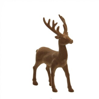4A Geflocktes Rentier | Farbe: Braun | Weihnachtsdekoration | Länge 13.5 Zentimeter | Höhe 21 Zentimeter | Pro Rentier