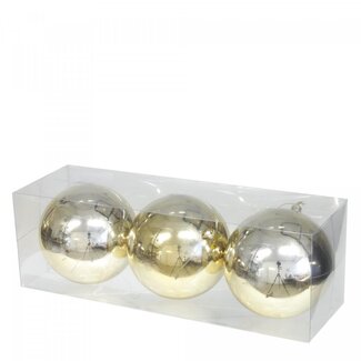 4A Boules de Noël en plastique | Couleur : doré | Décoration de Noël | Diamètre 12 centimètres | Par 3 boules de Noël