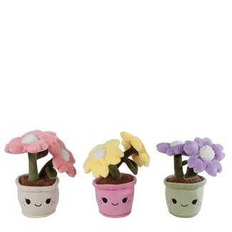 4A Kuschelblume-Plüschtier im Topf | Farbe: Gemischte Farben | Länge 18 Zentimeter | Pro 6 Blumen