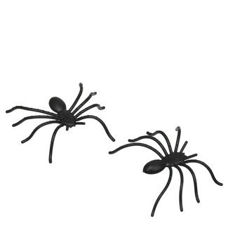 4A Kunstspinne | Farbe: Schwarz | Halloween-Dekoration | Durchmesser 4.5 Zentimeter | Pro 16 Spinnen