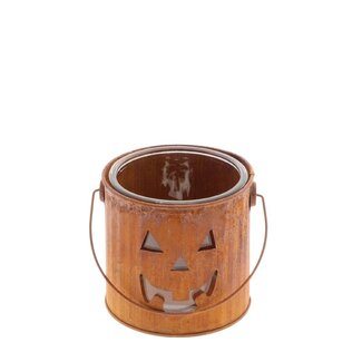 4A Kürbis-Teelichthalter Rost | Farbe: Braun Orange | Halloween-Dekoration | Höhe 10 Zentimeter | Durchmesser 11 Zentimeter | Pro 12 Teelichthalter