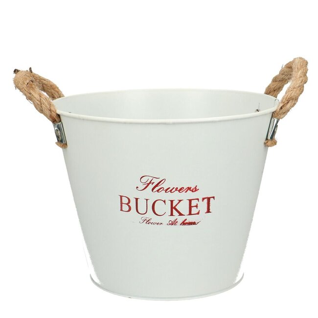 Zinc Bucket Flower Pot | Colour: Natural White | Diameter 19 centimetres | Height 15 centimetres | Per 10 flower pots