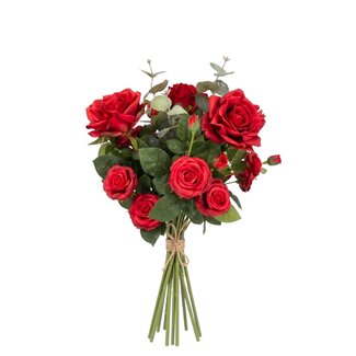 MyFlowers Bouquet de fleurs artificielles “Classic Passion” | Longueur ± 60 centimètres | Avec des roses artificielles rouges | Par bouquet