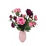 Bouquet de fleurs artificielles « Pink Passion » | Longueur ± 60 centimètres | Vase inclus | Avec des fleurs artificielles rose clair et rose foncé | Par bouquet