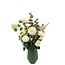 Bouquet de fleurs artificielles « White Beauty » | Longueur ± 65 centimètres | Vase inclus | Avec des roses artificielles blanches et des fleurs artificielles | Par bouquet