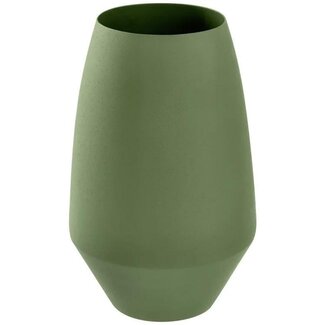 MyFlowers Vase en aluminium “Alene” | Couleur : vert olive | Diamètre 15 centimètres | Hauteur 24.5 centimètres | Par vase