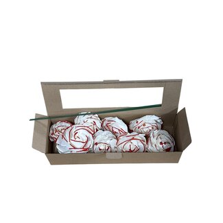 Casa Alegria Papierrosen | Farbe: Weiß Rot | Rosenköpfe mit Stielen | Länge ± 45 Zentimeter | Pro 8 Rosen