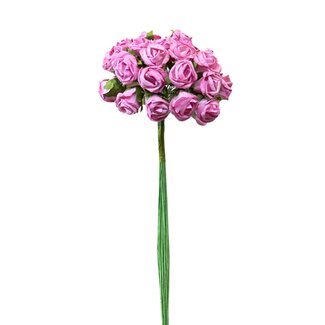 Casa Alegria Mini roses artificielles | Couleur : Rose | Longueur ± 40 centimètres | 25 tiges par botte | Par botte