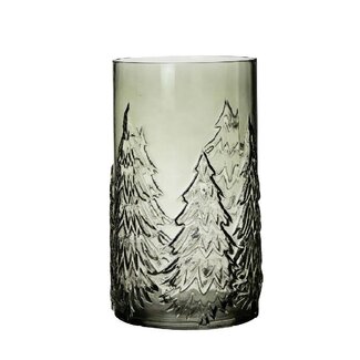 4A Glass Cylinder Vase “Tree” | Colour: Green | Christmas Decoration | Diameter 16 centimetres | Height 26 centimetres | Per vase