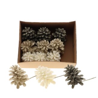 4A Kerst Deco dennenappel/draad 9cm