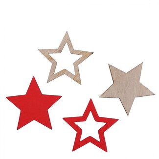 4A Kerst Hout ster d2.5cm x48