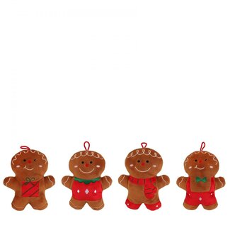 4A Kerst Deco gingerbread man pluche 20cm