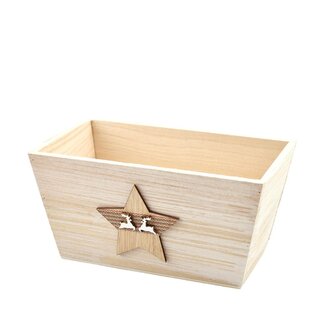 4A Kerst Hout ster bak 19.5*11.5*9.5cm