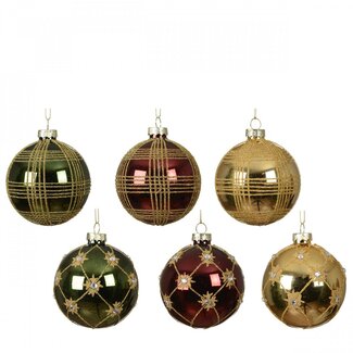 4A Kerstbal Bal deco glas shiny 80mm ass.