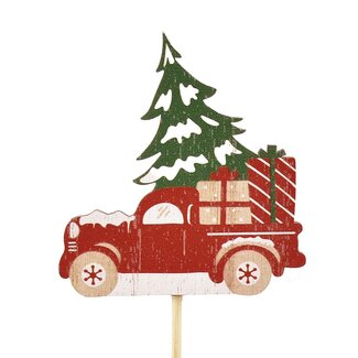 4A Kerst bijsteker 20cm Auto+boom 7cm