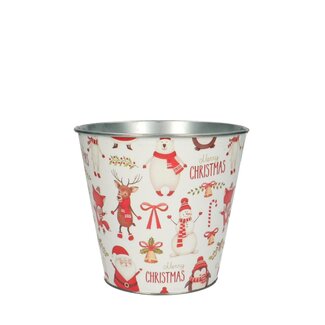 4A Kerst Zink Jule pot d16*15cm