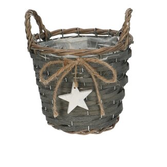 4A Mand Bloempot Plantenpot met Ster | Kleur: Grijs | Kerstdecoratie | Diameter 16 centimeter | Hoogte 14 centimeter | Per 10 bloempotten