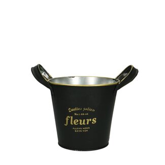 4A Zinc Bucket Planter “Nolan” | Colour: Black | Diameter 13 centimetres | Height 12 centimetres | Per 10 flower pots