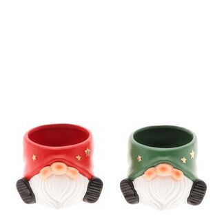 4A Ceramic Gnome Flower Pot Planter | Colour: Mixed Colours | Christmas Decoration | Diameter 12.5 centimetres | Height 9 centimetres | Pack of 6 flower pots