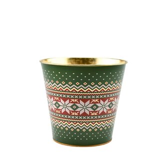 4A Zinc Bucket Flower Pot Planter “Esra” | Colour: Dark green | Christmas decoration | Diameter 16.5 centimetres | Height 16 centimetres | Per 10 flower pots