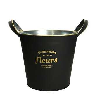 4A Zinc Bucket Flower Pot “Nolan” | Colour: Black | Diameter 20 centimetres | Height 18.5 centimetres | Per 10 flower pots