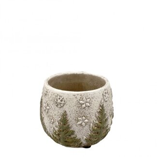 4A Ceramic Flower Pot with Christmas Tree and Snowflakes | Colour: Grey | Christmas Decoration | Diameter 10.5 centimetres | Height 9 centimetres | Per 12 flower pots
