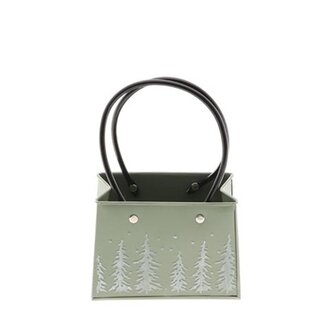 4A Zinc Planter Bag Shape | Colour: Light Green | Christmas Decoration | Height 11.5 centimetres | Length 15 centimetres | Width 7 centimetres | Pack of 6 planters