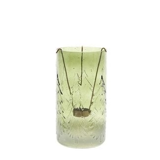 4A Kerstboom Lantaarn | Kleur: Groen | Kerstdecoratie | Diameter 12 centimeter | Hoogte 23 centimeter | Per 6 lantaarns