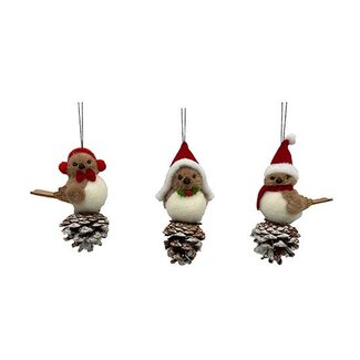 HBXD Hanger Bird w/Pinecone 3ass. H18